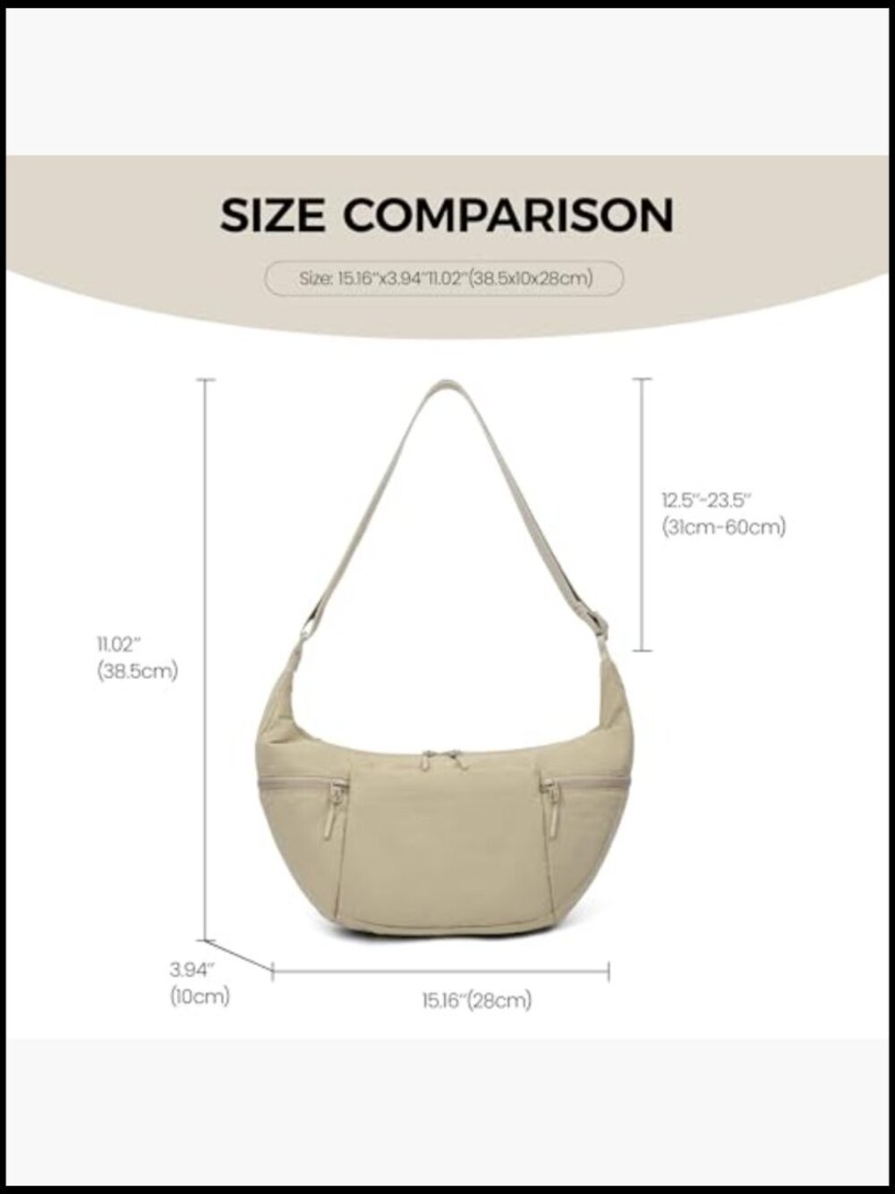 Lightweight Nylon Crescent Crossbody Bag Adjustable Sling Shoulder Hobo Purse - Picture 6 of 7